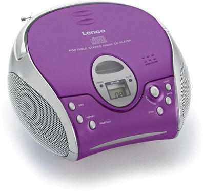 Lenco SCD-24 Stereo UKW-Radio mit CD-Player (Lila/ Silber)