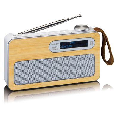 LENCO tragbares DAB + / FM Radio mit BT, bamboo White