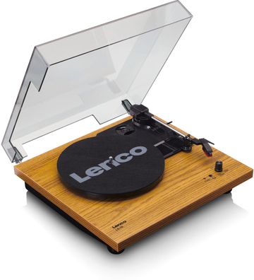Lenco LS-10WD Plattenspieler mit Lautsprechern (Weiß/ Holz)