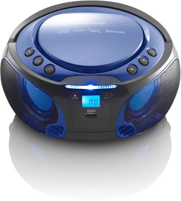 Lenco SCD-550BU CD-Radio mit MP3, USB, BT, Lichteffekte (Blau)