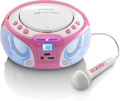 Lenco SCD-650PK CD-Radio m. MP3, USB, Lichteffekt, Mikro(Pink)