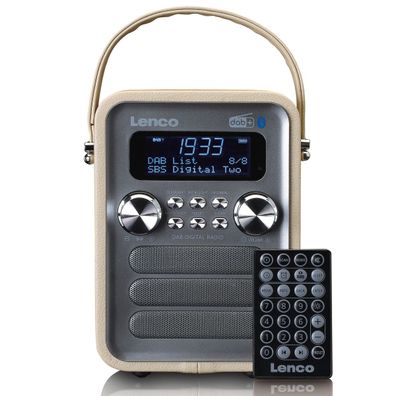 Lenco PDR-051TPSI Tragbares DAB+ FM-Radio mit BT, AUX (Taupe)