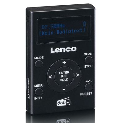 Lenco PDR-011BK DAB + / FM-Taschenradio mit MP3-Player