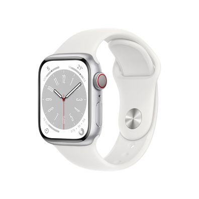 Apple Watch 8 Cell 41mm Silver Alu Sport Band White