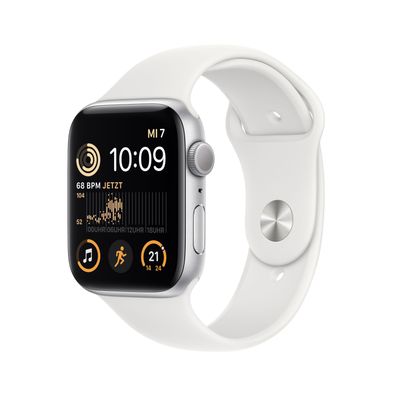 Apple Watch SE (2022) Cell 44mm Silver Alu Sport Band White