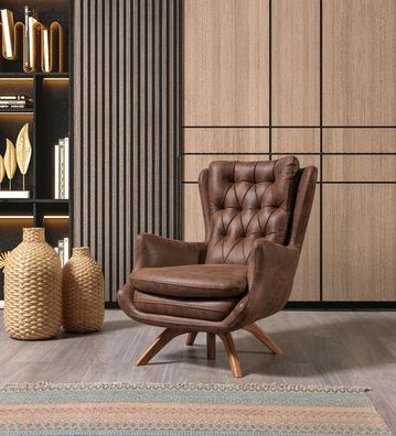 Wohnzimmer Sessel Design Couch Sitzer Kunstleder Polster Luxus