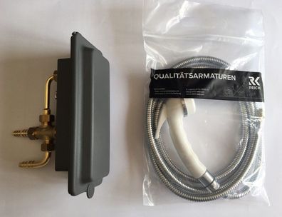 Versorgungsklappe grau Wasser Steckdose Außen + Dusche Brauseschlauch 300f632 NEU