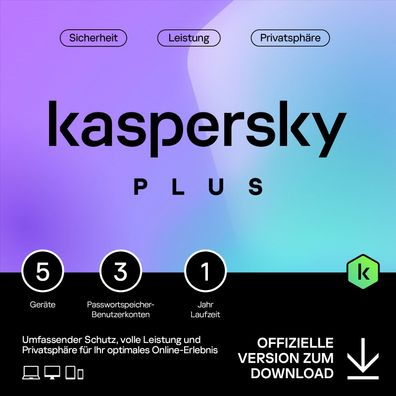 Kaspersky Plus Internet Security 2024 | 5 Devices | VPN | Passwort Manager