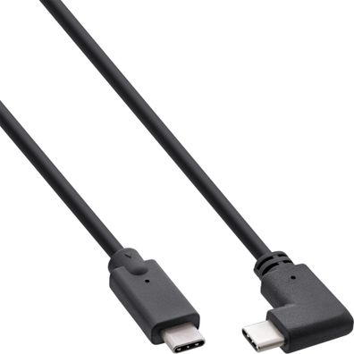 InLine® USB 3.2 Gen.2 Kabel, USB Typ-C Stecker/ Stecker gewinkelt, schwarz, 0,3m
