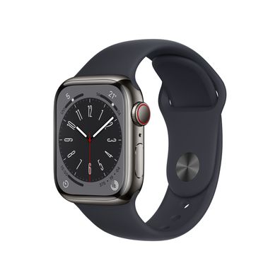 Apple Watch 8 Cell 41mm Graphite Steel Sport Band Midnight