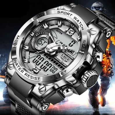 Männer Military Uhr Digital 50m Wasserdichte Armbanduhr LED Quarz Uhr Sport Uhr Männl
