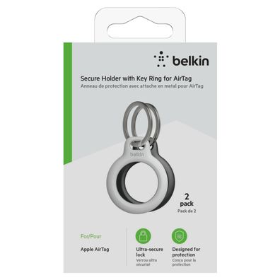 Belkin 2er-Pack Secure Holder für Apple AirTag, schwarz und weiß
