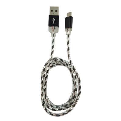 LC-Power LC-C-USB-MICRO-1M-8 USB A zu Micro-USB Kabel, schwarz/ silber beleuchtet