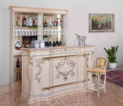 Klassische Bartheke Luxus Barschrank Designer Möbel Massivholz Vitrine Bar