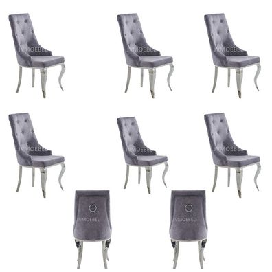 6x Stuhl Chesterfield Designer Polster Stühle Sitz Textil Garnitur Neu