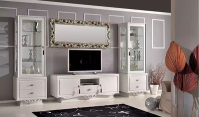 TV-Ständer Italienische Wohnzimmer 2x Vitrine Luxus tv Sideboard Weiß