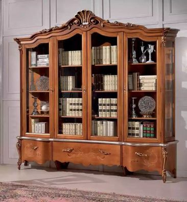 Klassischer Luxus Bücherschrank Massivholz Möbel Vitrine Regalschrank Schrank