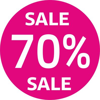 70% SALE Aufkleber Schaufenster Rabatt Ausverkauf Schlussverkauf SSV WSV % pink