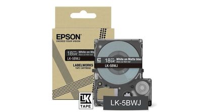 Epson Matte Tape - Schwarz matt / Schrift Weiß 18 mm