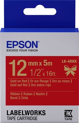 Epson Gift Tape - Satinband Rot / Schrift Gold 12mm