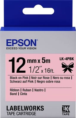 Epson Gift Tape - Satinband Pink / Schrift Schwarz 12mm