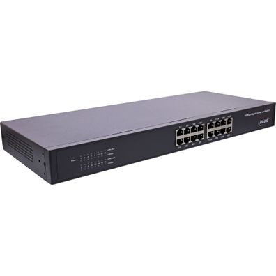 InLine® Gigabit Netzwerk Switch 16-Port, 1GBit/ s, 48,26cm (19Zoll), Metall, lüft