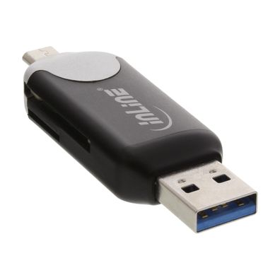 InLine® USB3.0 Dual Cardreader, USB A und Micro-USB 2.0 für SDXC und microSDXC,