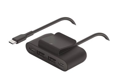 Belkin 4-Port USB-Splitter 2x USB-C,2xUSB-A, max.30 W, schwarz