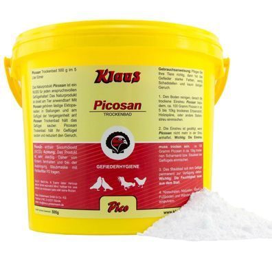 Klaus Picosan Trockenbad 500 g für Geflügel Reinigung und Pflege gegen Parasiten