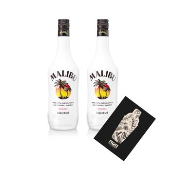 Malibu Kokosnusslikör 2er Set 0,7L (21% Vol) Caribbean Rum Coconut Liqueur- [En