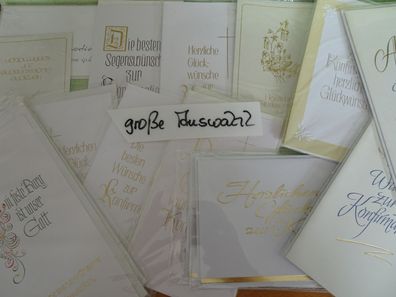 alte Grußkarten Zur Konfirmation weiß-gold-silber edle schlcihte Eleganz