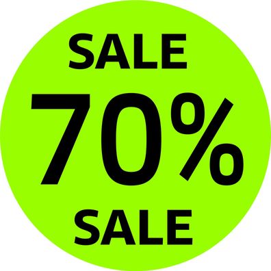 70% SALE Schaufenster Aufkleber Rabatt Ausverkauf Schlussverkauf SSV WSV % grün