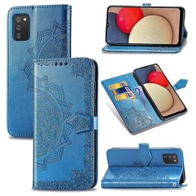 Hülle für Samsung Galaxy A02s Cover Leder Wallet Cover Prägung Mandala Magnetischer