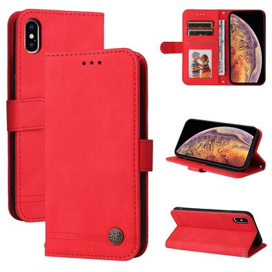 Hülle für iPhone Xs Max, Kartenhalter, Ständer, stoßfester Schutz – Rot