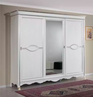 Weißer Klassischer Kleiderschrank Spiegeltür Schlafzimmer Möbel Design