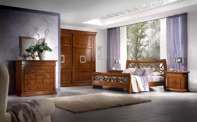 Schlafzimmer Komplett Bett 2x Nachttische 5tlg. Design Luxus Komplettes