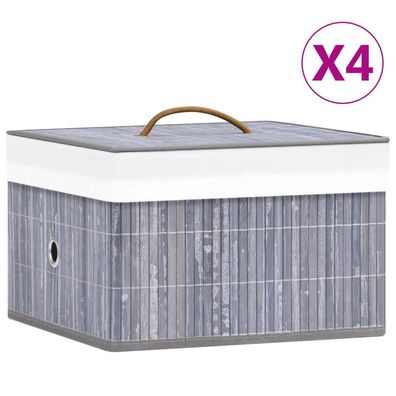 vidaXL Bambus Aufbewahrungsboxen 4 Stk. Grau