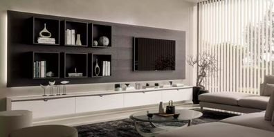 Design Wandschrank Regal Wohnzimmer TV-Ständer Holz Wand Regale Italy