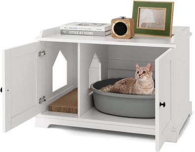 Katzenschrank Katzentoilette, Katzenhaus mit Doppeltüren & Eingang & Kratzbrett