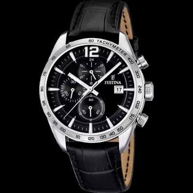 Festina Timeless Chrono Armbanduhr Lederband Edelstahlgehäuse F16760/4