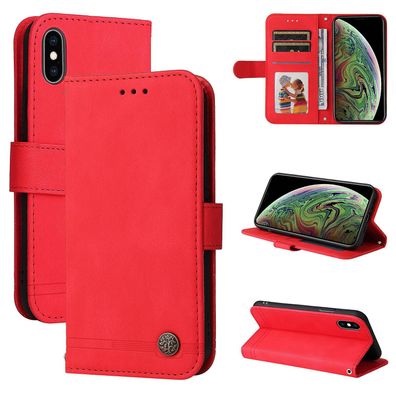 Hülle für iPhone X/ xs, Kartenhalter, Ständer, stoßfester Schutz – Rot