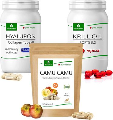 MoriVeda® "Gelenke" Produktpaket mit BioCell® Collagen, Camu Camu, Krillöl Neptune