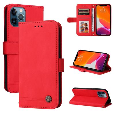 Hülle für iPhone 12 Pro Max, Kartenhalter, Ständer, stoßfester Schutz – Rot