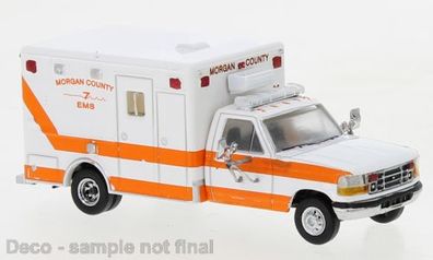 Brekina PCX870363 - 1/87 Ford F-350 Horton Ambulance, weiss/ orange, Morgan County