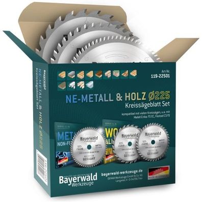 NE-METALL & HOLZ Ø225 Hand-Kreissägeblatt Set
