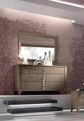 Kommode Spiegel Neu Luxus Komplettes Schlafzimmer Set Sideboard braun 2tlg