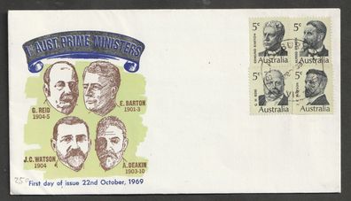 FDC Australien Die ersten Premierminister des Commonwealth of Australia 22.10.69