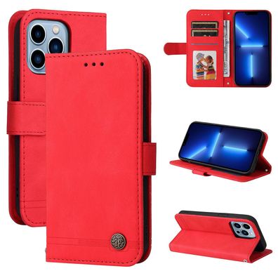 Hülle für iPhone 13 Pro Max, Kartenhalter, Ständer, stoßfester Schutz – Rot