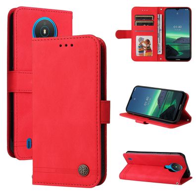Hülle für Nokia 1.4, Kartenhalter, Ständer, stoßfester Schutz – Rot
