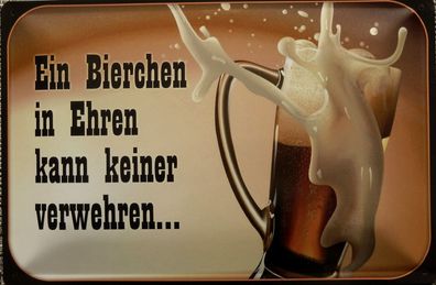 Top-Schild mit Kordel, 20x30 cm, Bierchen in Ehren., Alkohol, Holz/ Blech, neu & ovp